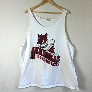 Hanes Tank Top Mens XXL White Good Arkansas Razorbacks Vintage Graphic Cotton